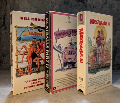Meatballs VHS lot. I, II, and III. Bill Murray, Patrick Dempsey, Shannon Tweed - Image 1 of 2