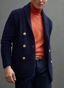 Polo Ralph Lauren Medium Navy Blue Cardigan Sweater VtG RRL Naval Double Breast - Bild 1 von 8