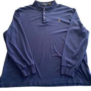 Polo Ralph Lauren Men's Cotton Classic Fit Shirt XL Navy Blue Flesh Pony Preppy - Picture 1 of 10