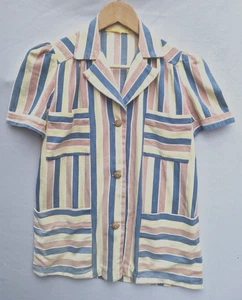 1940s Original - Ladies Shirt / Jacket - Pastel Stripe - 10 - Picture 1 of 16