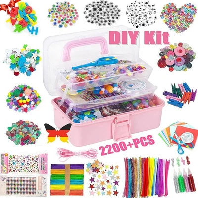 3000+Pcs Bastelset Für Kinder Bastelbox Bastelmaterial Set,Bastelkoffer Gehören - Bild 1 von 4