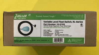 Nuevo interruptor de flotador de nivel variable ZOELLER 10-0705, serie RL Foto 1 de 4
