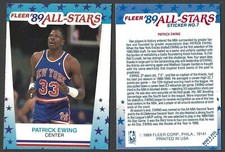 PATRICK EWING ALL-STAR STICKER-1989 FLEER # 7-HALL OF FAME-NEW YORK KNICKS C
