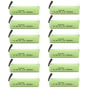 Kastar 12PCS AA 1.2V 2000mAh NiMH Rechargeable Batteries Cell Flat Top w/ Tabs - Picture 1 of 6