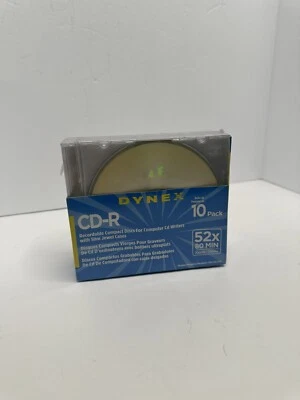 Dynex 10-Pack CD-R 52X 700MB/80Min With Slimline Cases New In Package FAST SHIP - Image 1 of 4
