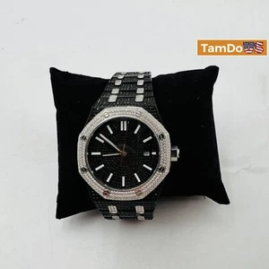 Dazzle Luxe Men's Automatic Watch, Black Dial, Bling Crystal Accent, 44mm - Picture 1 of 4
