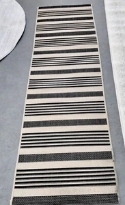 BLACK / BONE 2'-3" X 8' Stained Rug, Reduced Price 1172742515 CY6062-216-28 - Picture 1 of 4