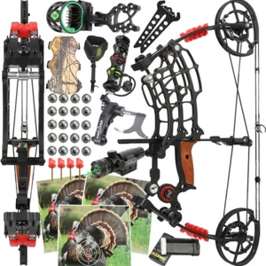 25" Mini Compoundbogen 30-50lbs Stahlkugel Freien Jagdbogen Bogenschießen RH LH - Picture 1 of 21