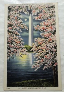 Washington Monument & Cherry Blossoms, By Night, Washington, D.C. Postcard (V2) - Picture 1 of 2