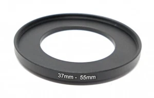 Lens Adapter 37 mm Thread to 55 mm Step Up Ring in Black for Filter - Picture 1 of 4