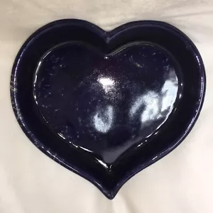 Bennington Blue Agate Spongeware HEART 12" OOAK David Gill Vtg 1951 - Picture 1 of 7