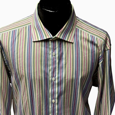 Ralph Lauren PÚRPURA Etiqueta Arco Iris Multicolor RAYAS Pascua Primavera Vestido Camisa 17 Foto 1 de 4