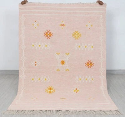 Rug Pink 8'x10'|9'x12'|10x14 Moroccan  Wool Berber Carpet Moroccan Wool Carpet - Image 1 of 4