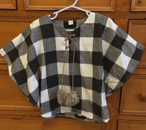 Girls Size 6/6x  Plaid Poncho Coat - Picture 1 of 8