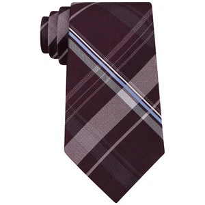 MICHAEL KORS Burgundy Red Parliamentarian Plaid Silk Classic Tie - Picture 1 of 4