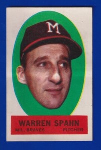 WARREN SPAHN braves 1963 TOPPS peel off STICKER NICE CORNERS NO CREASES