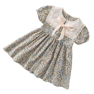 Kids Floral Print Dress Fashionable Comfortable Breathable Girl Floral Dress - Picture 1 of 27
