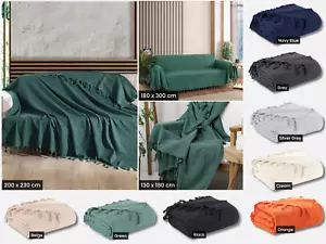 Milam London 100% Cotton Throw Blanket for Sofas Beds Settees Couches Bedspreads - Picture 1 of 58