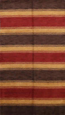 Luxurious Handmade Living Room Rug Modern Striped Gabbeh Rug 5x8 ft - Image 1 of 4