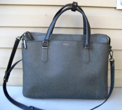 TUMI Sinclair Emma Business Briefcase Messenger Laptop Bag Grey Coated Canvas - Image 1 of 4