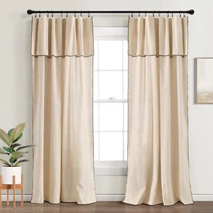 Lush Decor Modern Faux Linen Embroidered Edge with Attached Valance Window Cu... - Picture 1 of 12