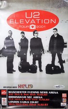 U2 ELEVATION  TOUR 2001 UNITED KINGDOM CONCERT POSTER ULTRA RARE!!