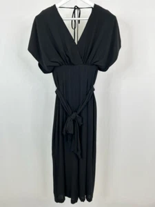 White House Black Market NWT Size 2 Black WMN Short Sleeve Open Back Jumpsuit - Picture 1 of 5