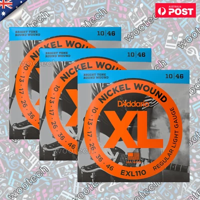 1/3 Packs D'Addario EXL110 10-46 Gauge Regular Light Electric Guitar String Set - image 1 of 4