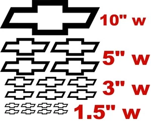 Chevy BowTie OUTLINE Vinyl Decal Pack 11' 5" 3" and 1.5" TRACKED & INSURED - Picture 1 of 3