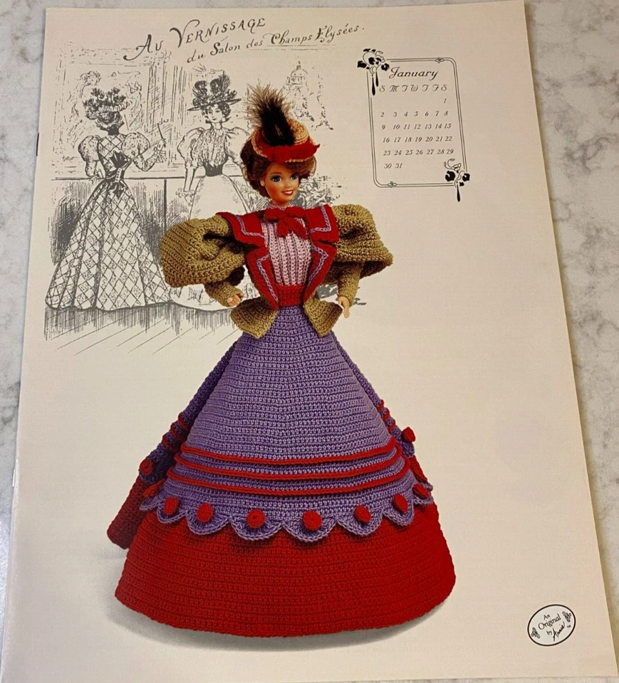 Annie's Attic Gibson Girl Collection 1994 11 1/2" Doll Dress Crochet January - Image 1 of 1