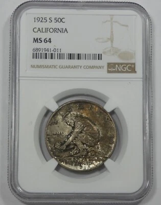 1925-S CA Diamond Jubilee Silver Commemorative Half Dollar CERTIFIED NGC MS 64 - Image 1 of 4