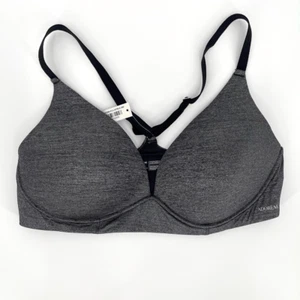 Adore Me Helynn Contour Plunge Bra Racerback Wireless Women 38D Grey Black NWT - Picture 1 of 5