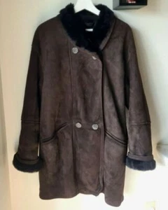SAWYER OF NAPA Sheepskin Men's Brown Black Fur Coat Jacket Shearling Size Small - Picture 1 of 8