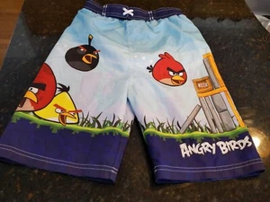 Angry Birds Boys Swim Trunks 6/7 Elastic Waist Red Yellow Green  - Picture 1 of 6