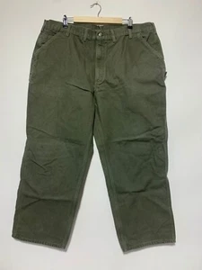 Carhartt Men Size 44x30 Green Utility Dungaree Fit Rugged Flex Pants Stains - Picture 1 of 8
