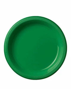 Festive Green Party Supplies Lunch Plastic Plates 20Pk Solid Tableware Birthday - Picture 1 of 1