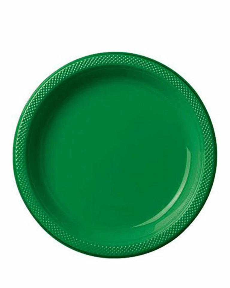 Festive Green Party Supplies Lunch Plastic Plates 20Pk Solid Tableware Birthday - Image 1 of 1