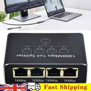 1 To 4 Ethernet Splitter 1000Mbps RJ45 Splitter LAN Splitter for Cat5/5e/6/7/8 - Afbeelding 1 van 10