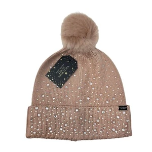 VICTORIA'S SECRET PINK STRICK GLITZER EDELSTEINE BOMMEL BEANIE MÜTZE WINTER WARM - Bild 1 von 4