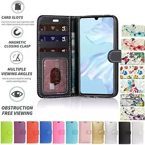 For Huawei P30 Pro Case Cover Flip Leather Wallet Folio Card Money Slot - Picture 1 of 46