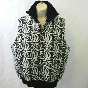 Charter Club Puff Vest Jacket Sz Large Black White Sleeveless Zip Front Pockets - Picture 1 of 12