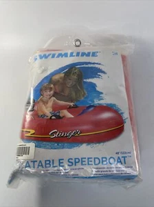 Swimline 49"L x 29"W Stinger Swimming Pool Kid Inflatable Speed Boat Float - Red - Picture 1 of 6