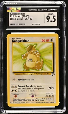 CGC 9.5 MINT+ Kangaskhan 2000 Base Set 2 26/130 Pokemon Card - Image 1 of 2