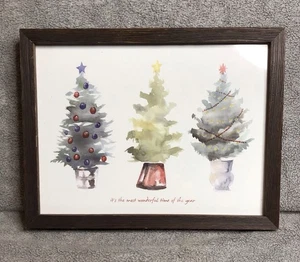 Original Aquarell Druck drei Weihnachtsbäume 13” x 10” Weihnachtsdeko - Bild 1 von 9
