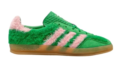 [JP8342] Adidas Womens Gazelle Indoor Green Glow Pink Gum Sneakers *NEW* - Image 1 of 4