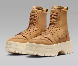 Nike Women’s Air Jordan 1 Brooklyn Boots Sz. 8 NEW FJ5737-700 “Wheat/Muslin - Picture 1 of 8