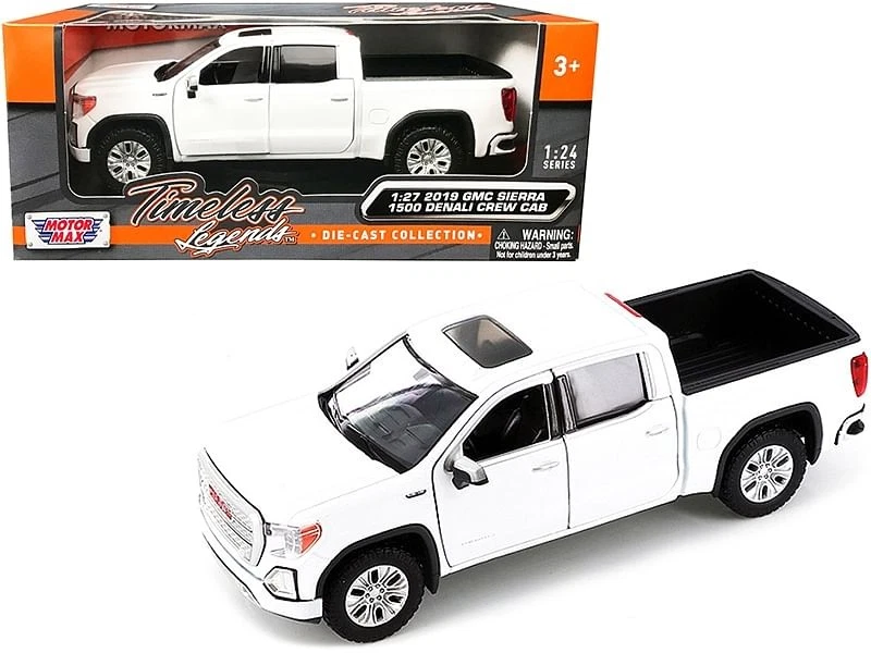 2019 GMC SIERRA 1500 DENALI CREW CAB PICKUP WHITE 1/24-1/27 MODEL MOTORMAX 79362
