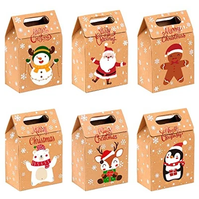  Cajas de regalo de papel Kraft de Navidad 24 piezas golosinas de Navidad bolsas de dulces cajas  Foto 1 de 4
