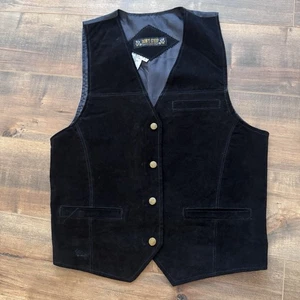 Vintage Don't Stop Classics Wildleder Lederweste, Damen Medium Schwarz Western - Bild 1 von 8