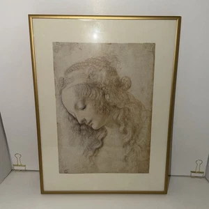 Framed Print Leonardo Da Vinci Testa Di Donna Di Profilo Giclee 16x12 Woman Head - Picture 1 of 7